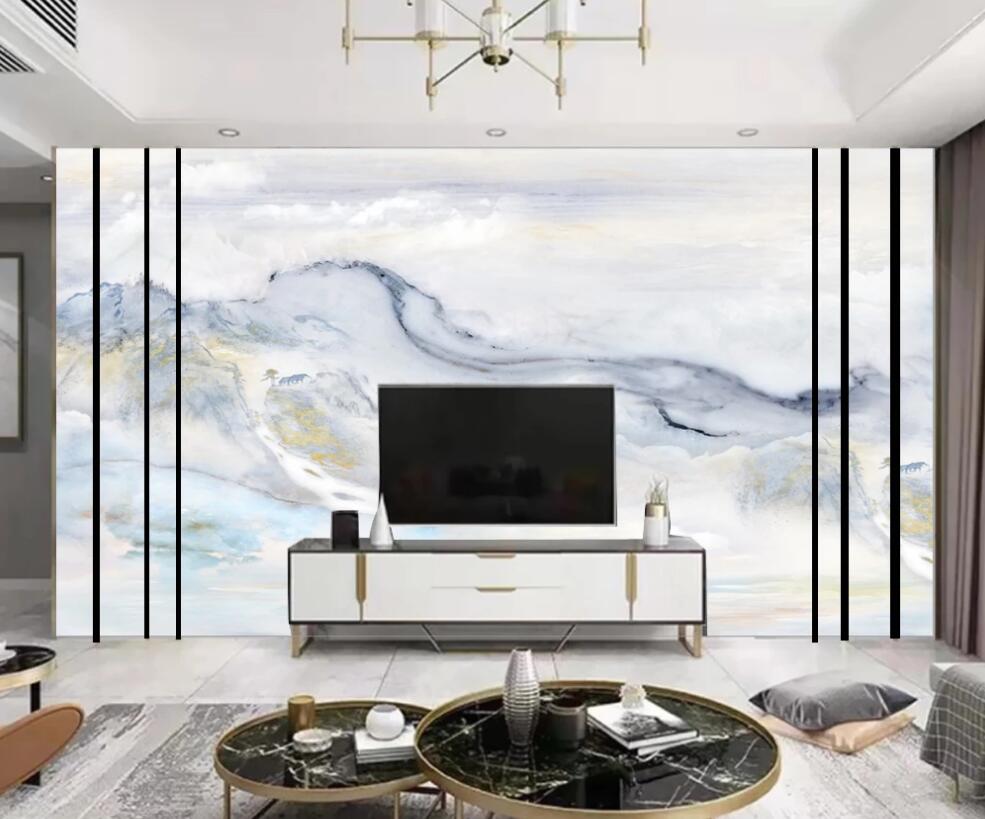 3D Plain And Elegant Three-color Mountains 1249 Wall Murals