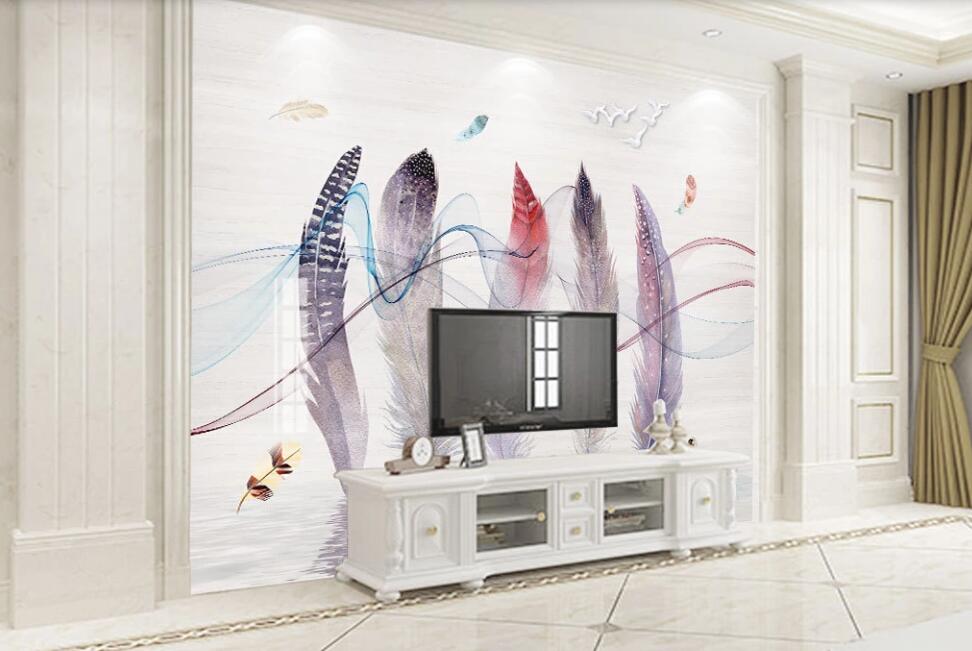 3D Five Gorgeous Feathers 2364 Wall Murals