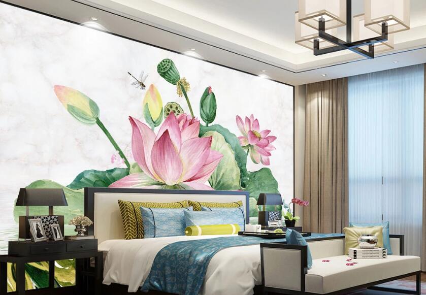 3D Graceful Blooming Lotus 2363 Wall Murals