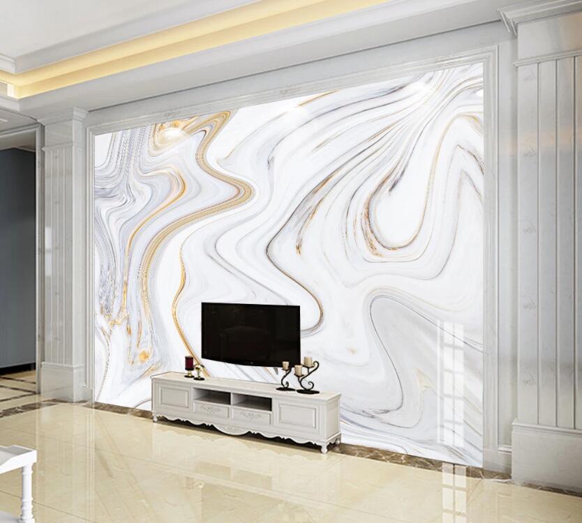 3D White And Gold Graphic Texture 2362 Wall Murals