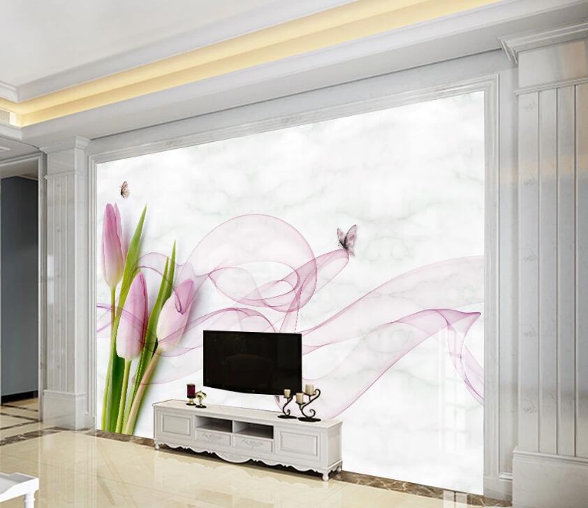 3D Lilac Tulips 2356 Wall Murals