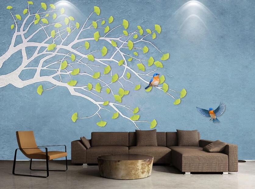 3D Fresh Green Leaves 2344 Wall Murals