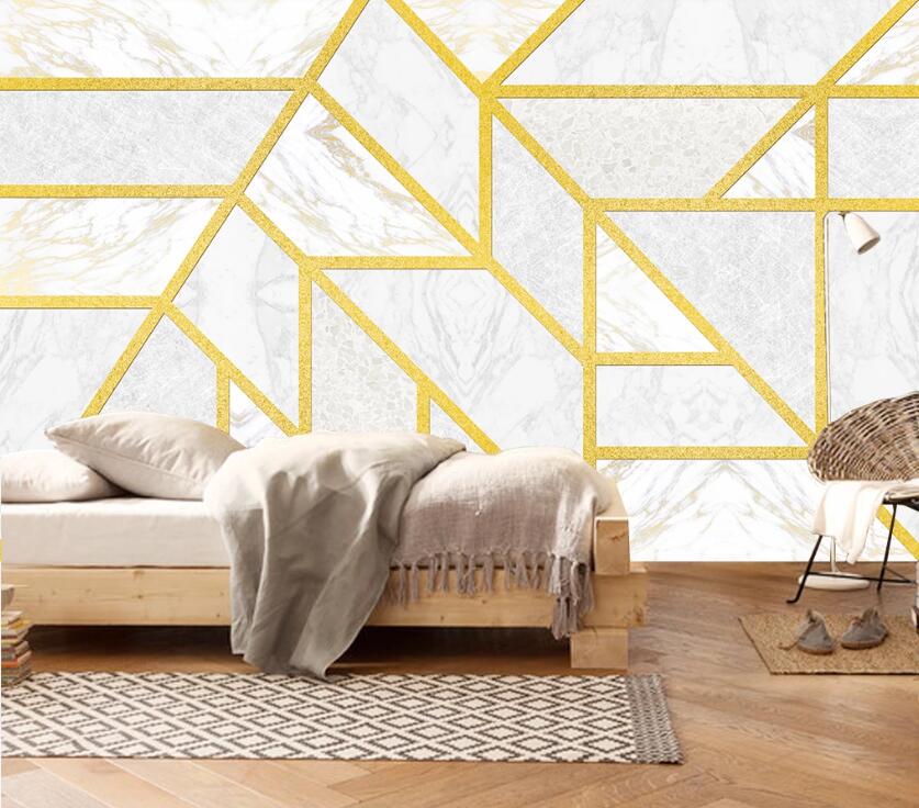 3D The Spread Of Thick Golden Lines 2340 Wall Murals