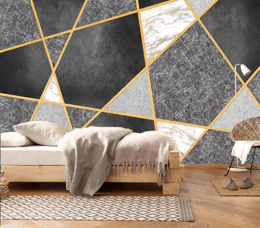 3D Four-color Textured Gold Wire Cutting 2338 Wall Murals