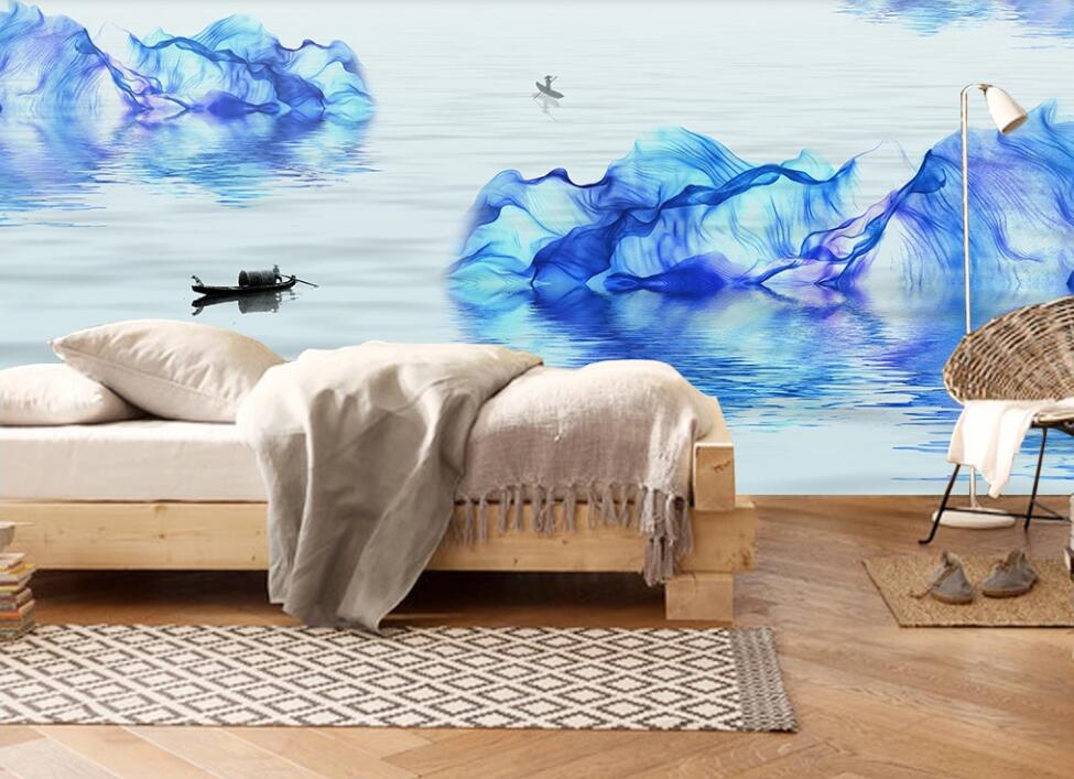3D Rich Blue Ribbon Dip Dye 2333 Wall Murals