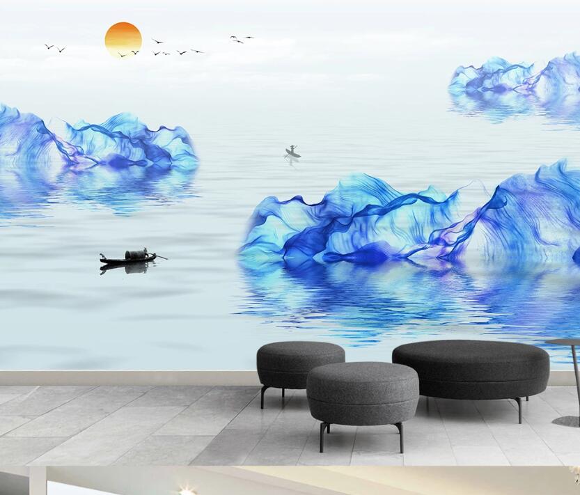 3D Rich Blue Ribbon Dip Dye 2333 Wall Murals