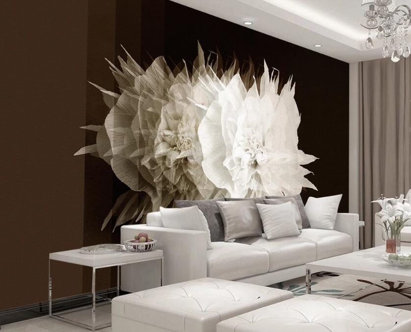 3D Cascading Blooms Of White Flowers 2329 Wall Murals
