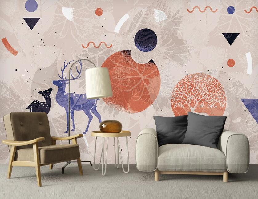 3D Purple Charming Deer 2590 Wall Murals