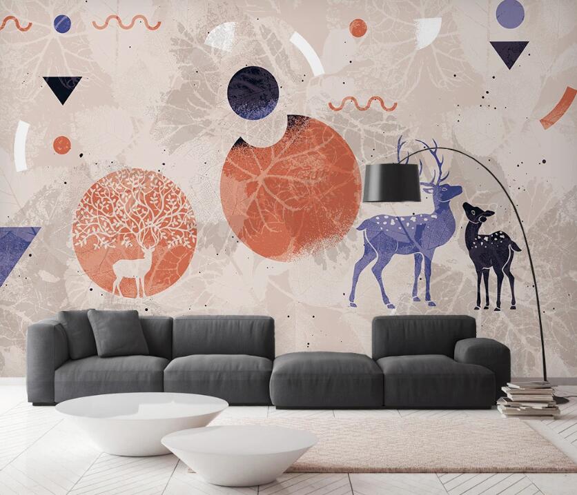 3D Purple Charming Deer 2590 Wall Murals