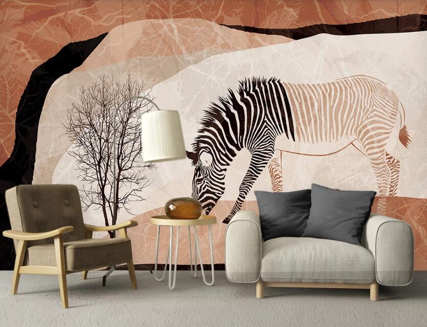 3D Color Split Zebra 2581 Wall Murals