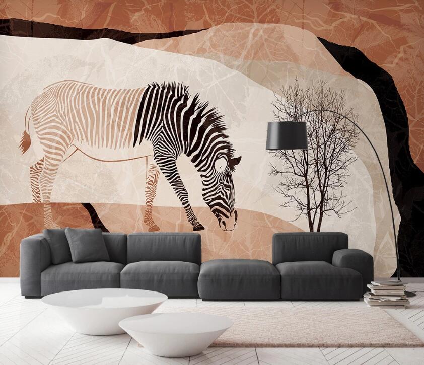 3D Color Split Zebra 2581 Wall Murals