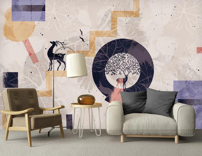 3D Deer On The Yellow Ladder 2577 Wall Murals