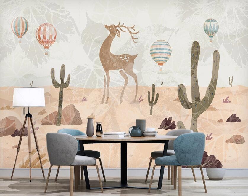 3D Deer In The Desert 2576 Wall Murals