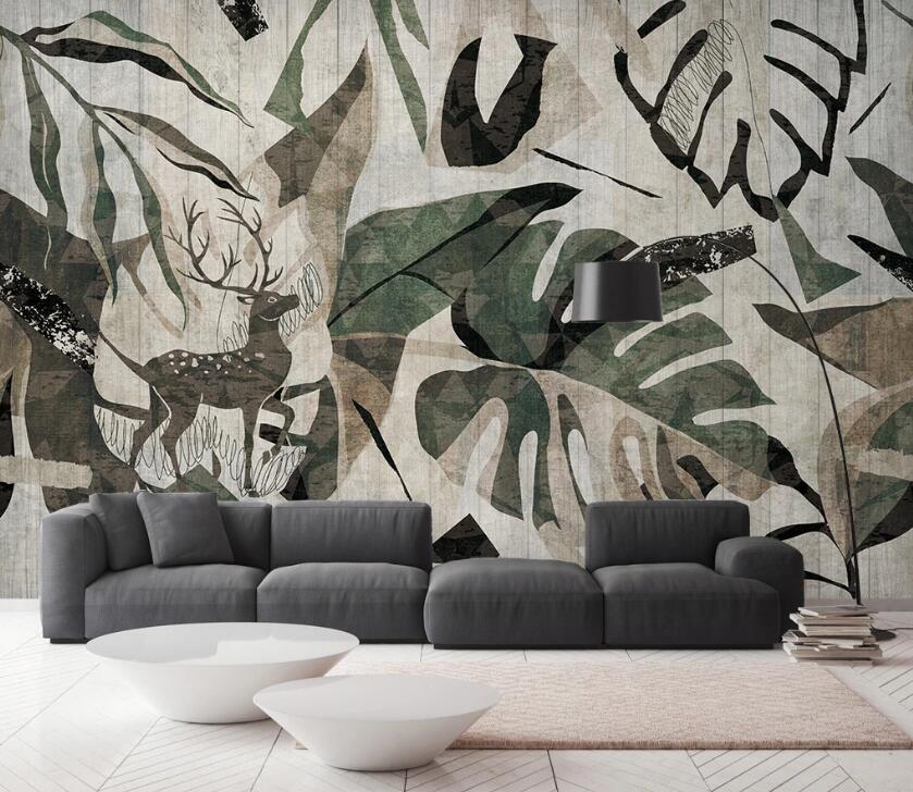 3D Scribble Of Artistic Leaves 2564 Wall Murals