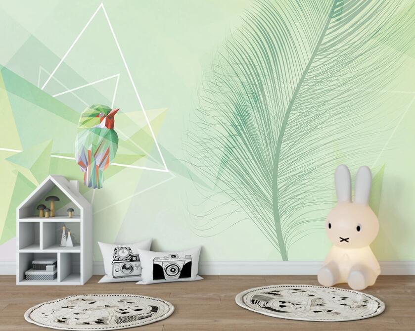 3D Delicate And Elegant Green Feathers 2553 Wall Murals