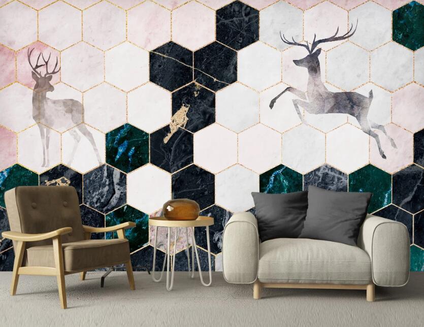 3D Black Hexagon Arrangement 2550 Wall Murals