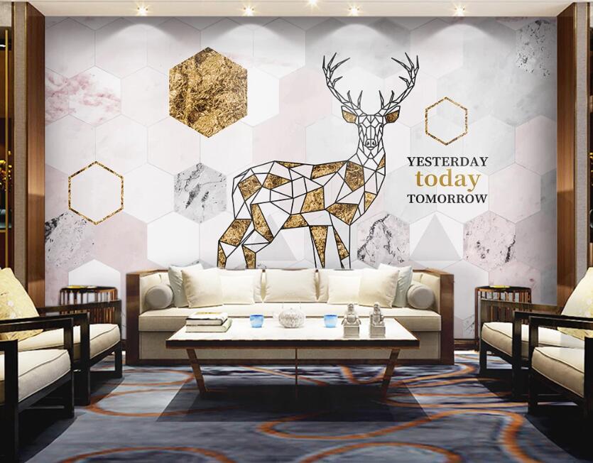 3D Textured Stitched Deer 2549 Wall Murals