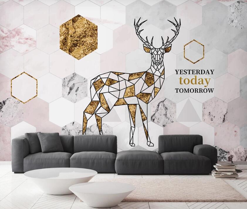 3D Textured Stitched Deer 2549 Wall Murals