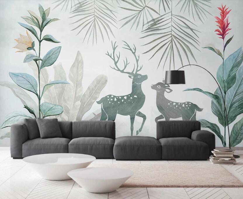 3D Misty Cute Deer 2545 Wall Murals