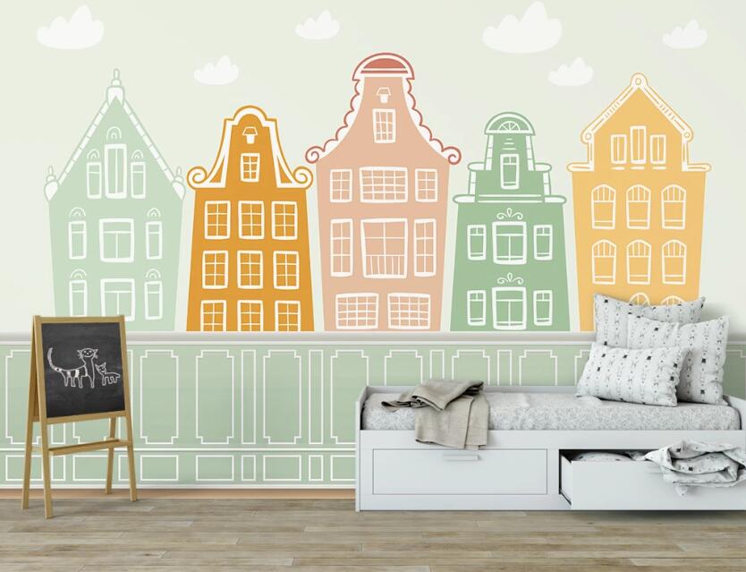 3D Five-color Creative Buildings 2531 Wall Murals