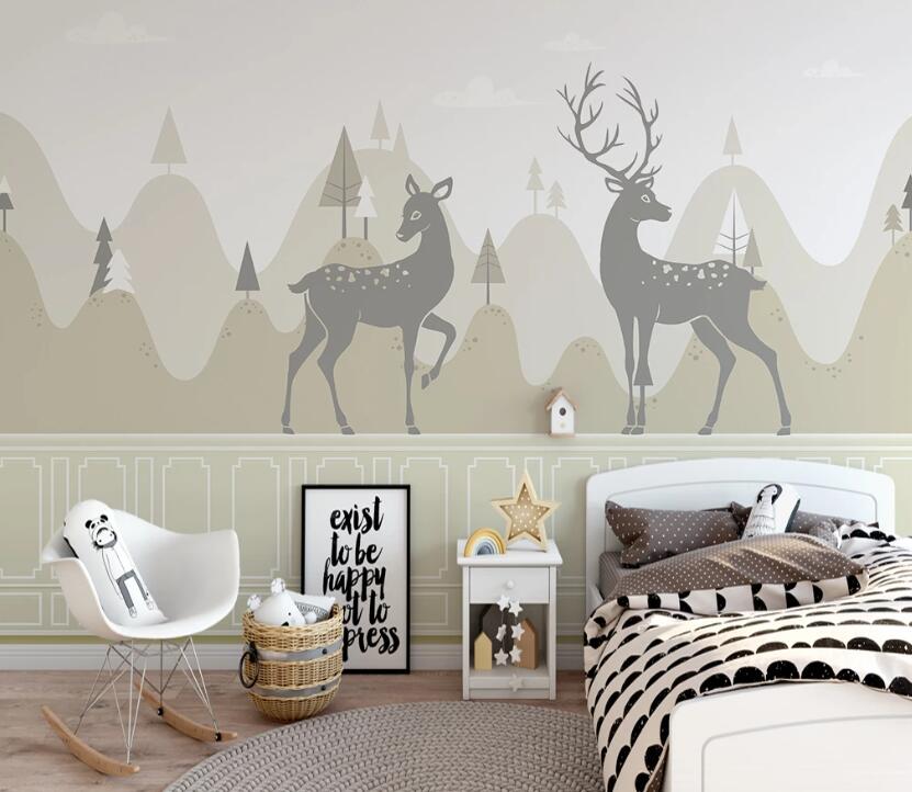 3D Grey Deer Of Hope 2530 Wall Murals