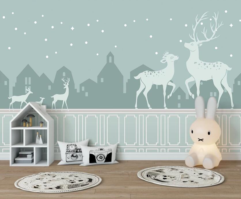 3D Light Green Deer Of Hope 2529 Wall Murals