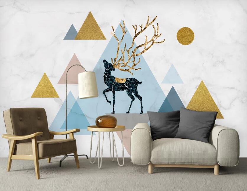 3D Golden Ornate Antlers 2523 Wall Murals