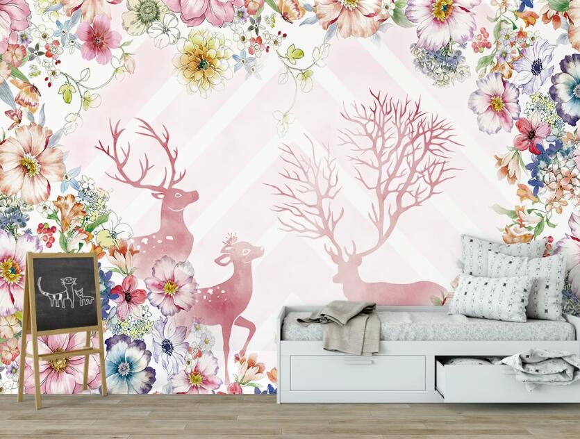 3D Pink Gorgeous Deer 2517 Wall Murals