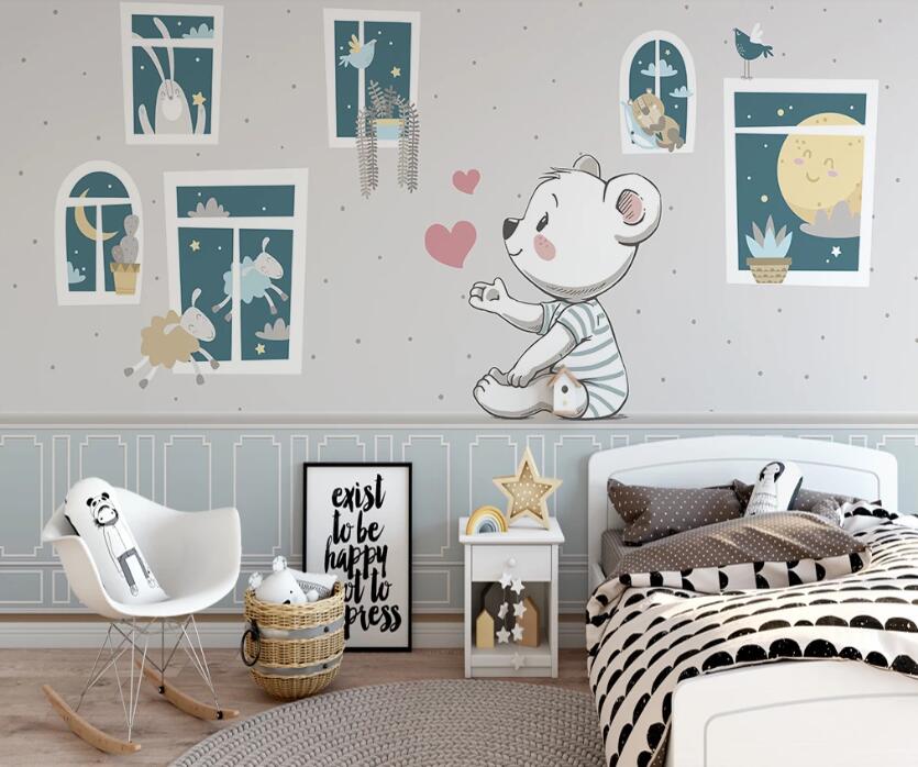 3D A White Bear Full Of Expectation 2512 Wall Murals