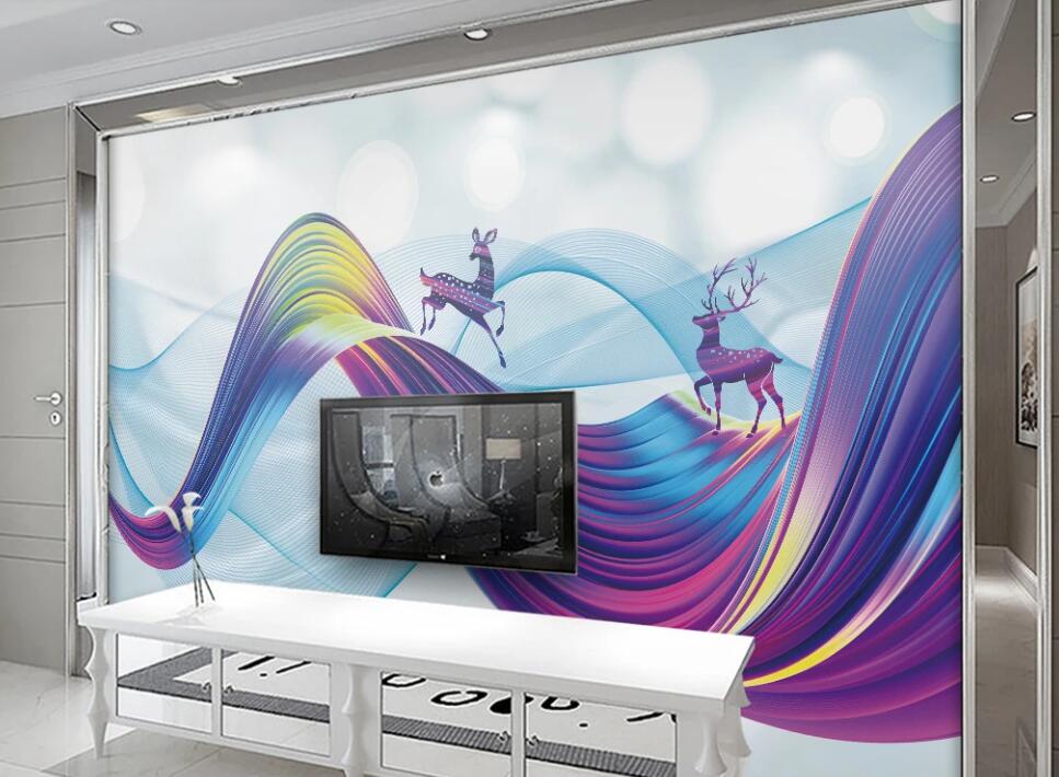 3D Colorful Purple Deer 2509 Wall Murals