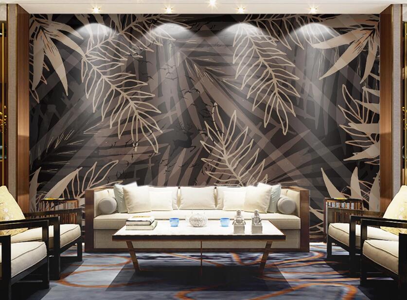 3D Light Golden Leaves 2506 Wall Murals