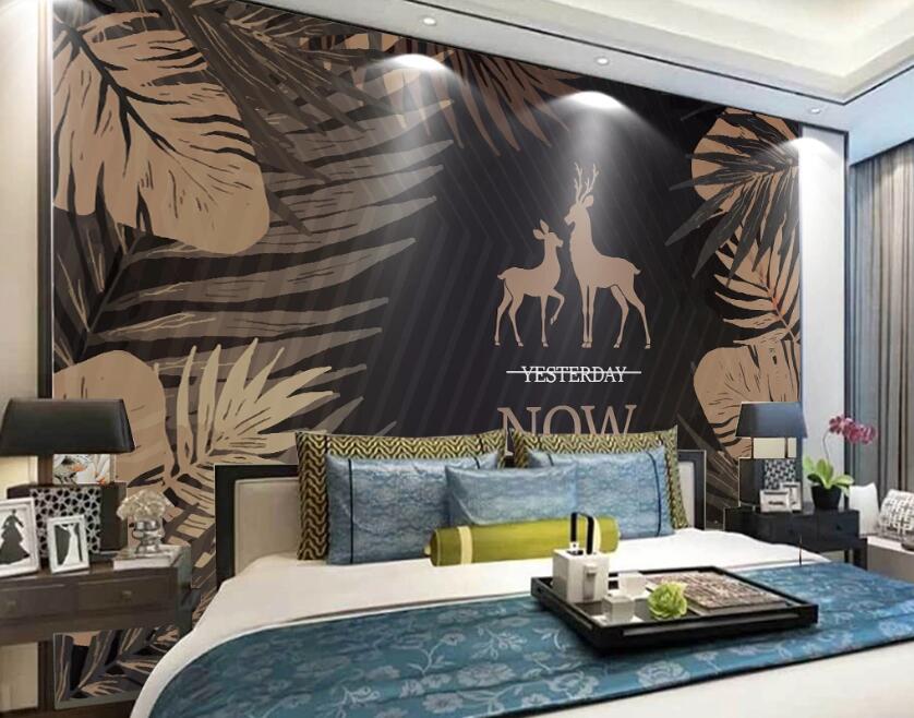 3D Light-colored Couple Deer 2504 Wall Murals