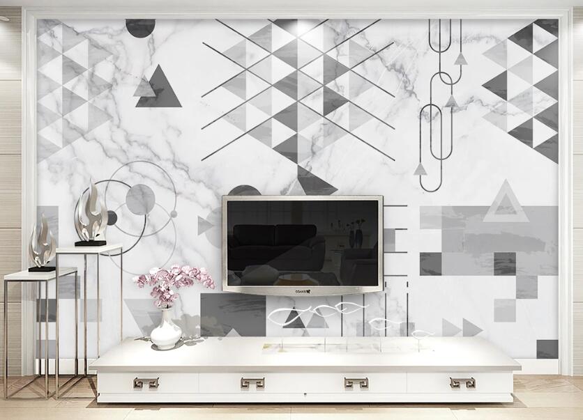 3D Gray Triangle Line Stitching 2501 Wall Murals