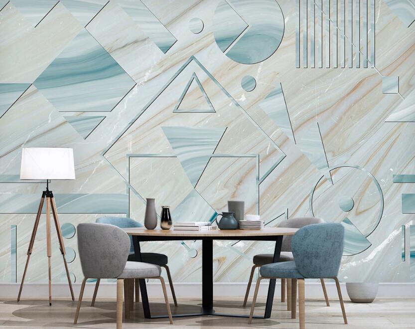 3D Light Blue Texture Geometry 2481 Wall Murals