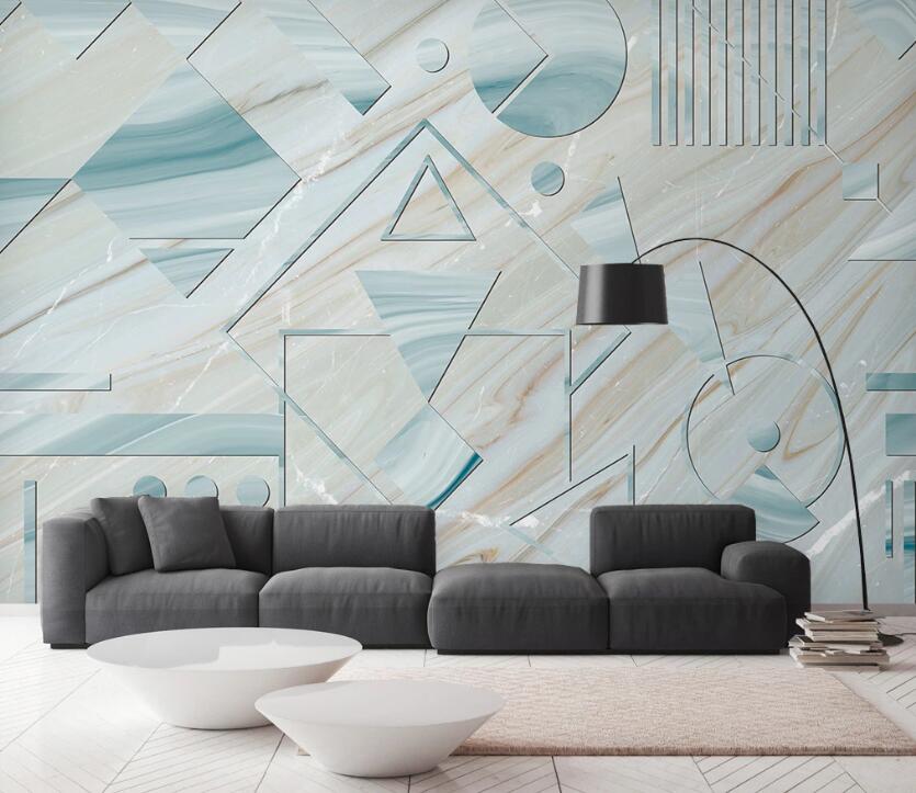 3D Light Blue Texture Geometry 2481 Wall Murals