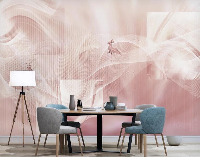3D Sweet Sunny Pink Deer 2478 Wall Murals