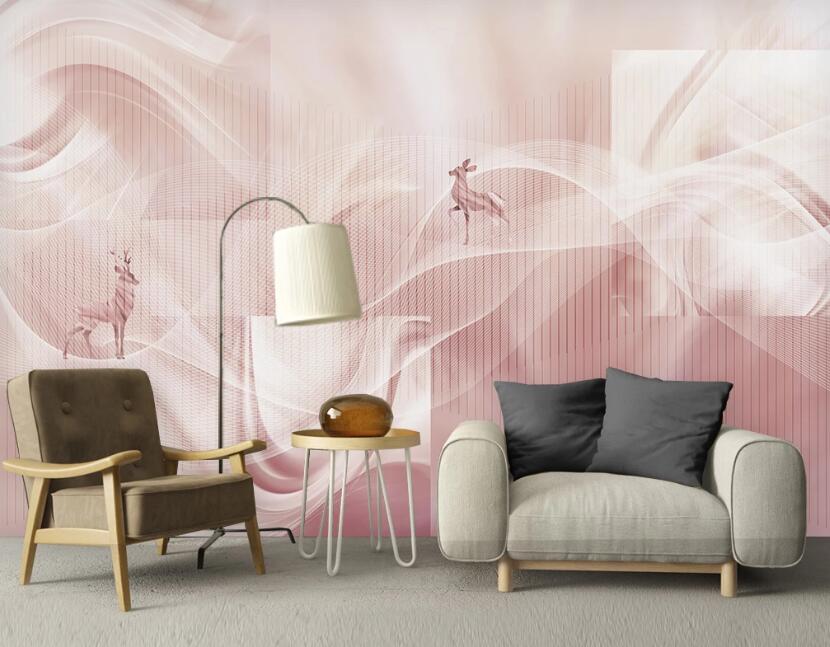 3D Sweet Sunny Pink Deer 2478 Wall Murals