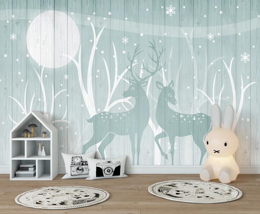 3D Pastel Deer Shadow 2475 Wall Murals