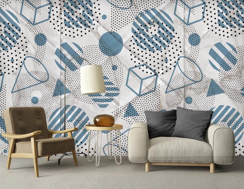3D Blue Interesting Geometry 2473 Wall Murals