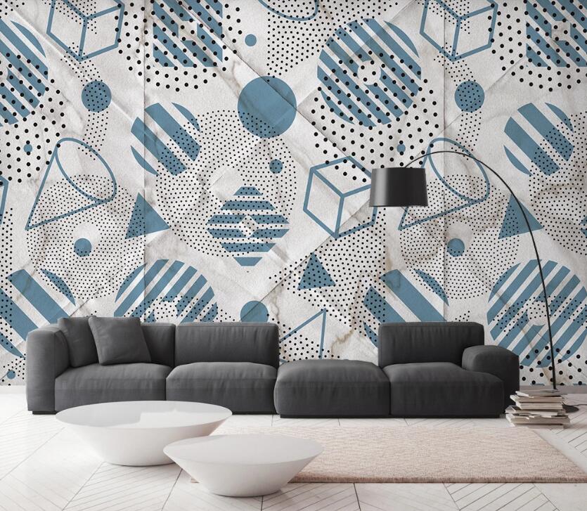 3D Blue Interesting Geometry 2473 Wall Murals