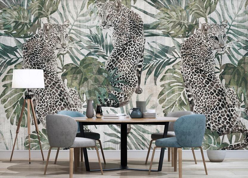 3D Fierce And Alert Leopard 2469 Wall Murals