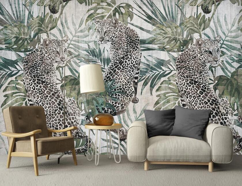 3D Fierce And Alert Leopard 2469 Wall Murals