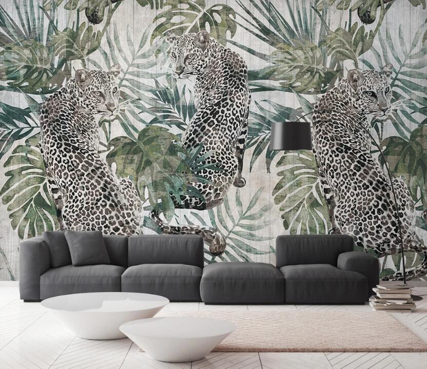 3D Fierce And Alert Leopard 2469 Wall Murals