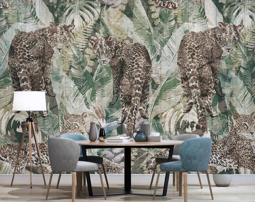 3D Fierce Prying Leopard 2466 Wall Murals