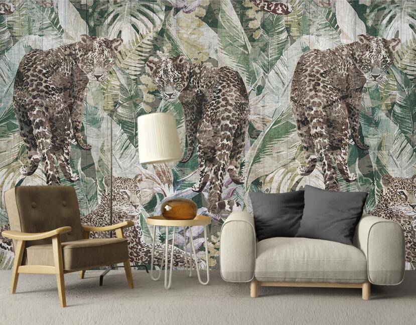 3D Fierce Prying Leopard 2466 Wall Murals