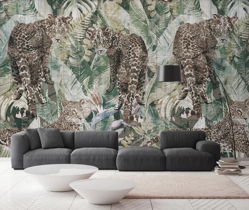 3D Fierce Prying Leopard 2466 Wall Murals