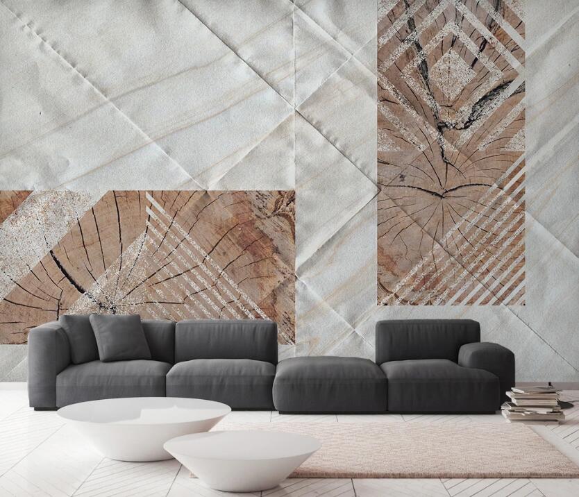 3D Brown And White Geometric Cutting 2464 Wall Murals