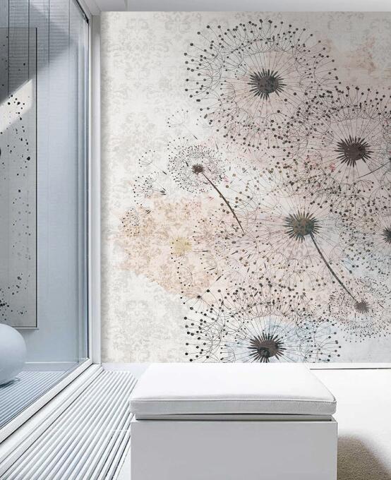 3D Elegant Outline Of Dandelions 2607 Wall Murals