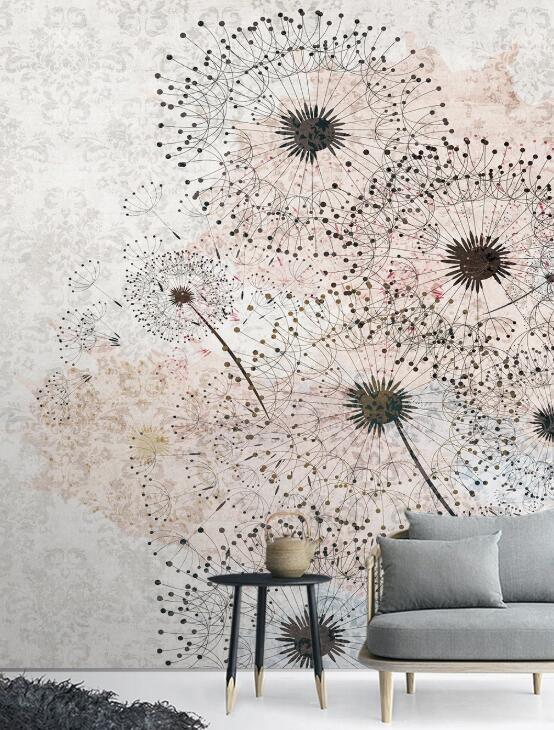 3D Elegant Outline Of Dandelions 2607 Wall Murals