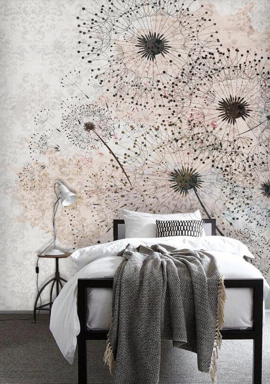 3D Elegant Outline Of Dandelions 2607 Wall Murals
